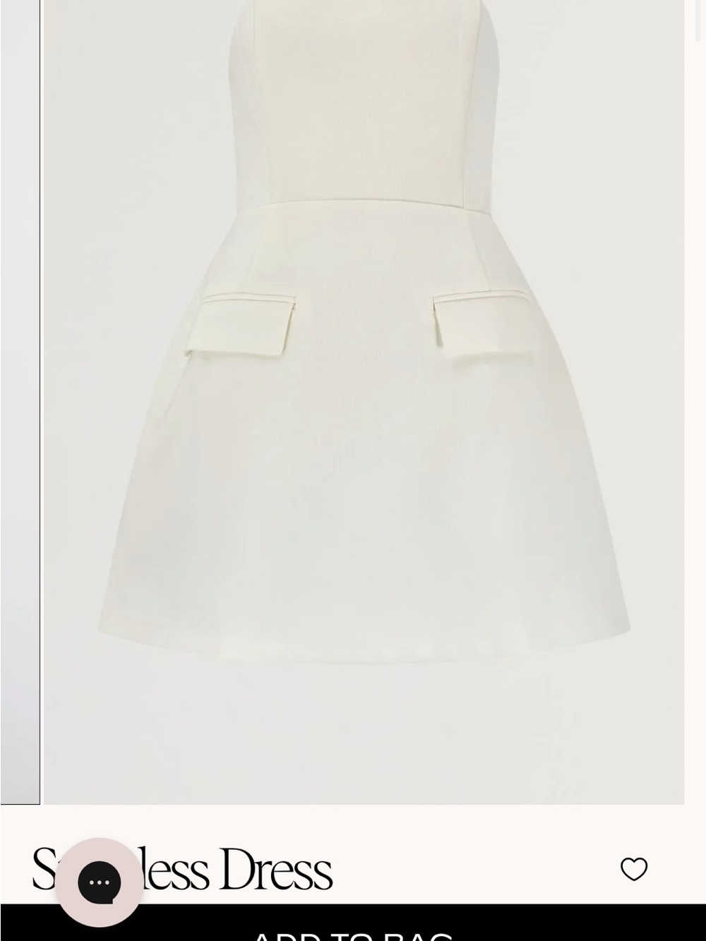 Strapless Cream Mini Dress with Flap Pocket Detail